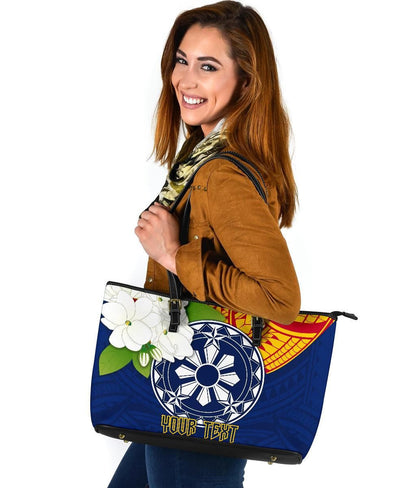 The Philippines Personalised Leather Tote Bag Filipino Sampaguita