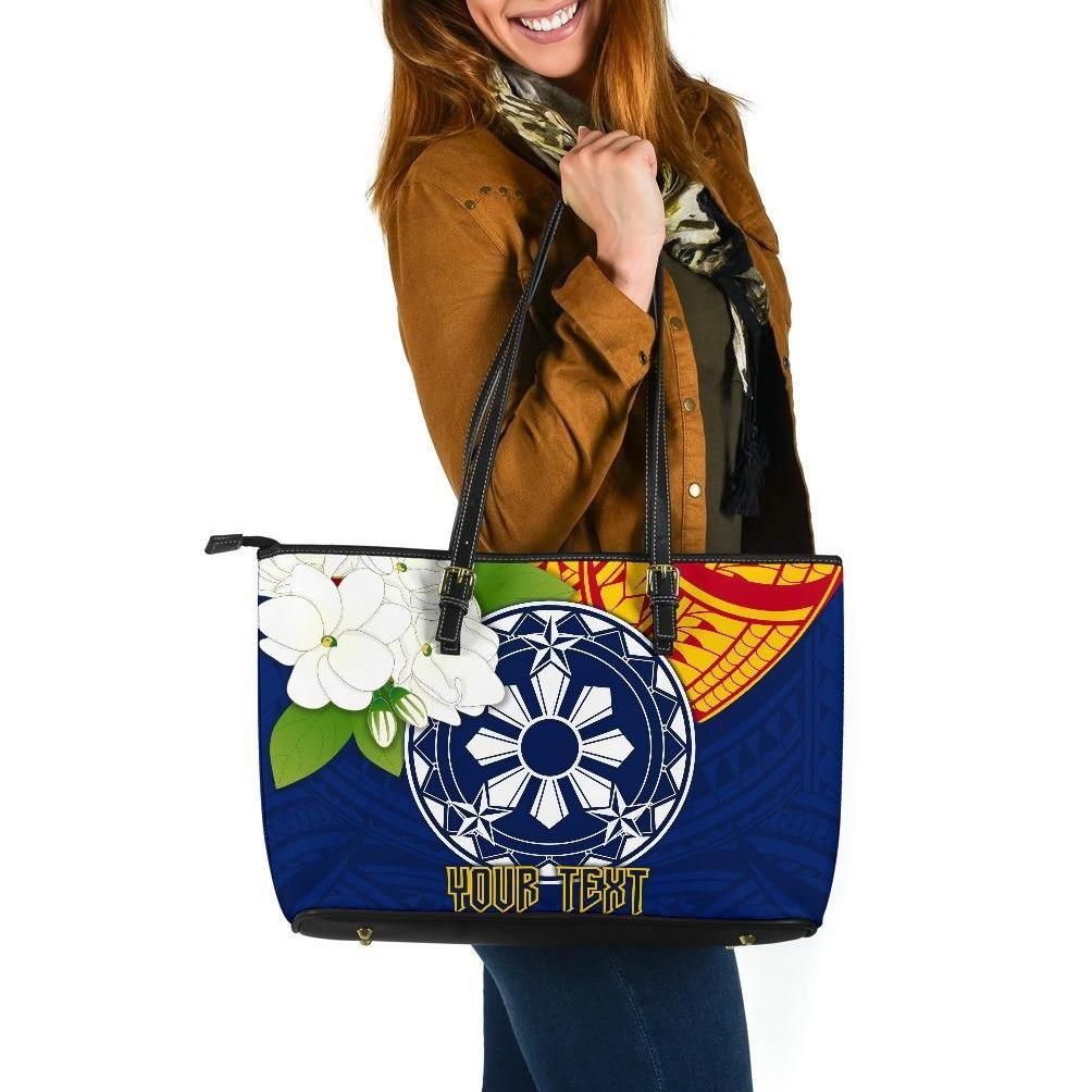 The Philippines Personalised Leather Tote Bag Filipino Sampaguita