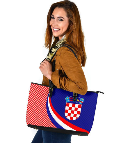 Croatia Leather Tote Bag Croatia Coat Of Arms And Flag Color