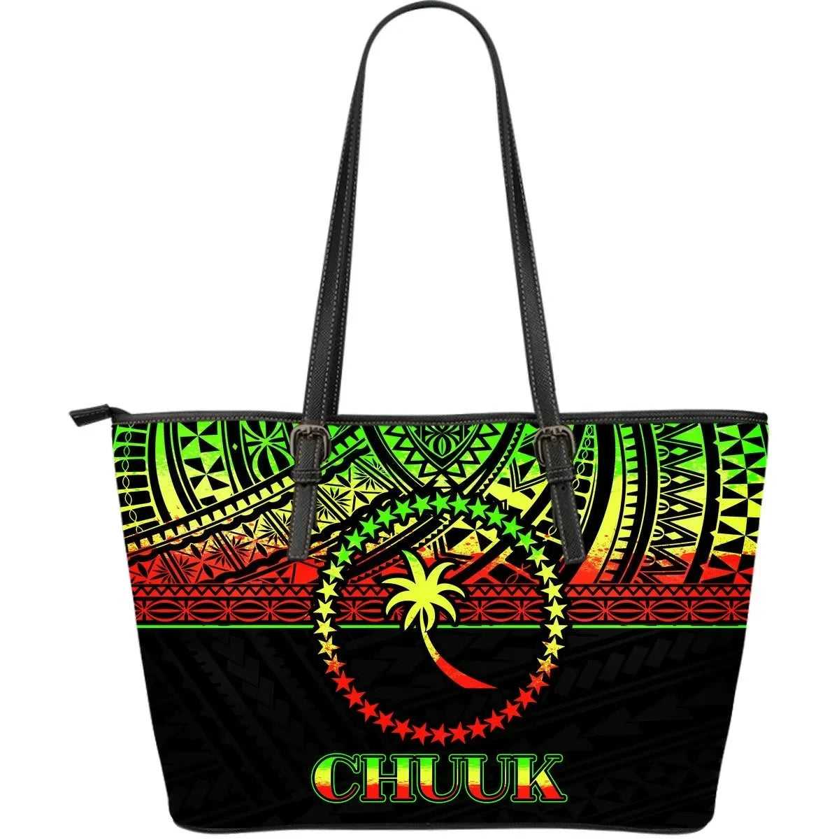 Chuuk Leather Tote Bag Reggae Color Style Bn01