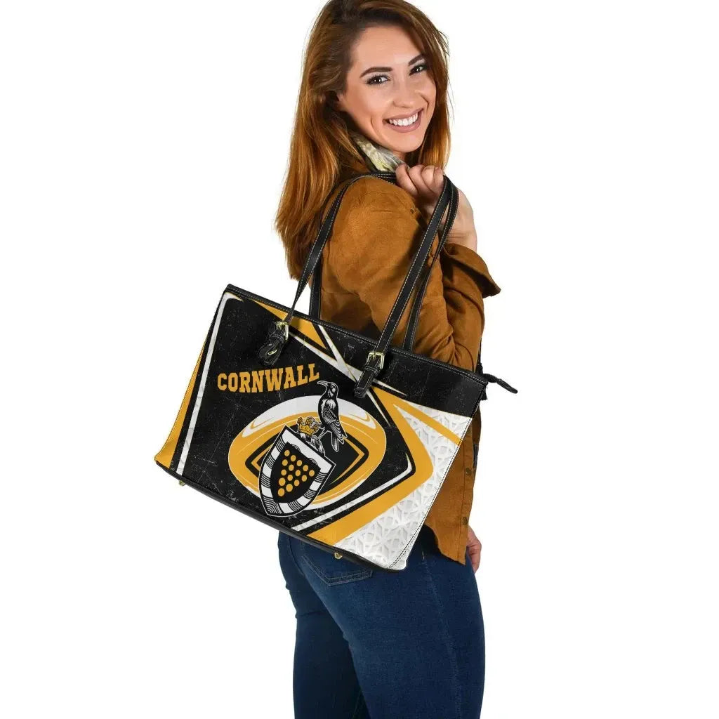 Cornwall Rugby Leather Tote Bag Celtic Cornwall Rugby Ball