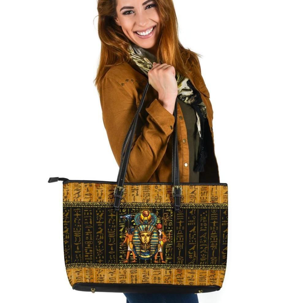 African Leather Tote Bag Mysteries Of Ancient Egypt