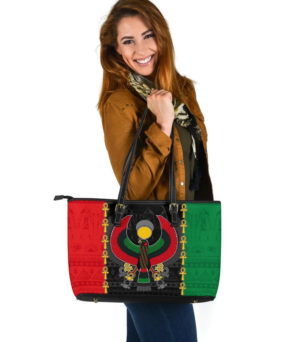 Pan African Leather Tote Bag Pan Africanism Ancient Egypt Horus