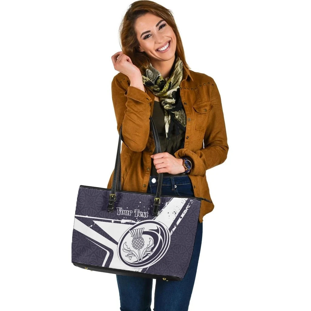 Custom Text Scotland Rugby Personalised Leather Tote Bag Scottish Rugby