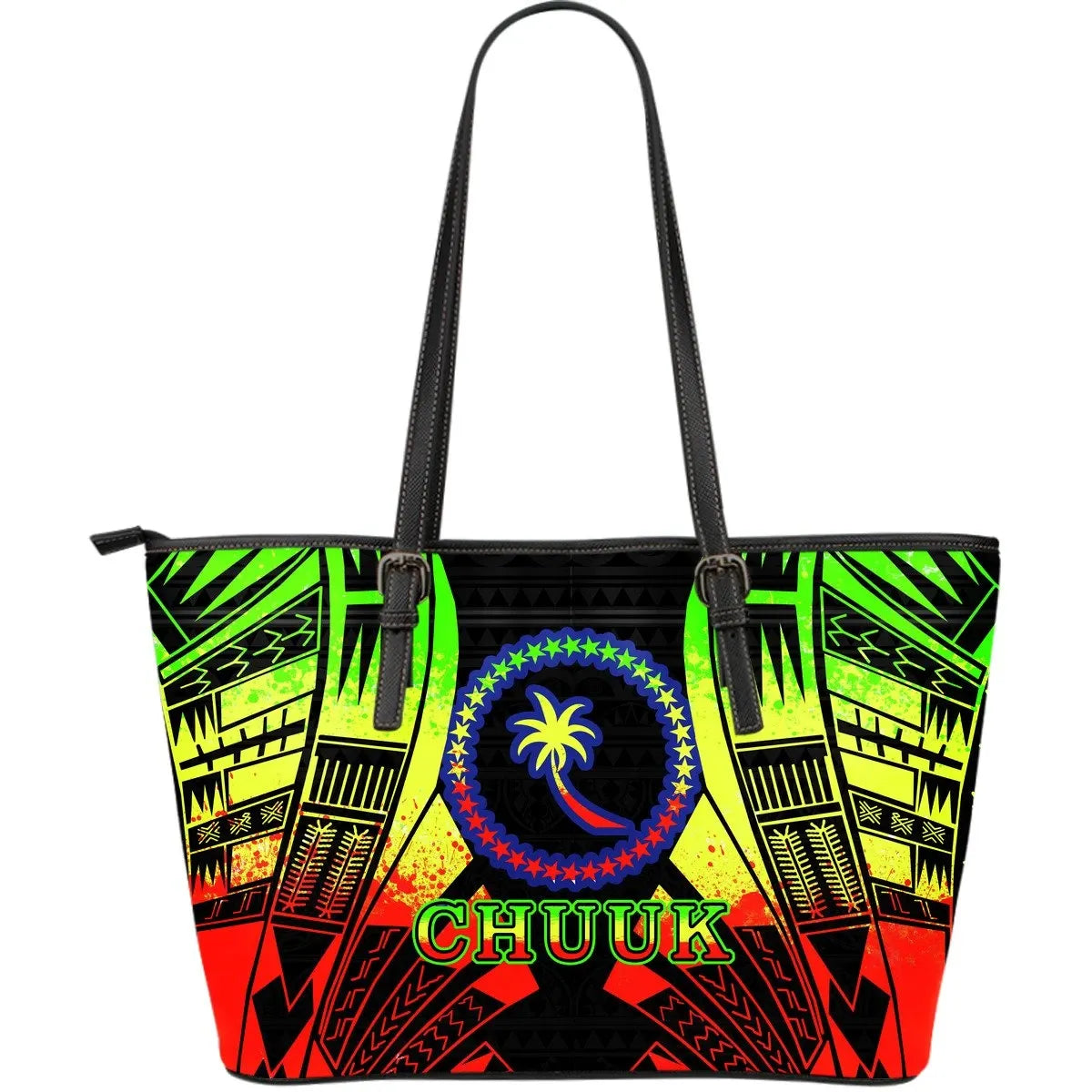 Chuuk Leather Tote Bag Reggae Color Tattoo Style Bn01