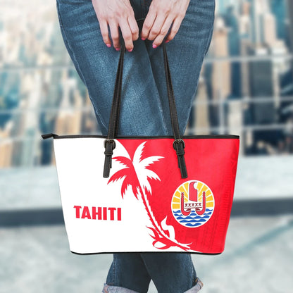 Tahiti Polynesian Coconut Tree Leather Tote Bag
