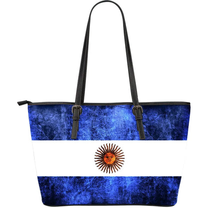 Argentina Grunge Flag Leather Tote Bag