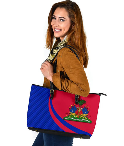Haiti Leather Tote Bag Haiti Coat Of Arms