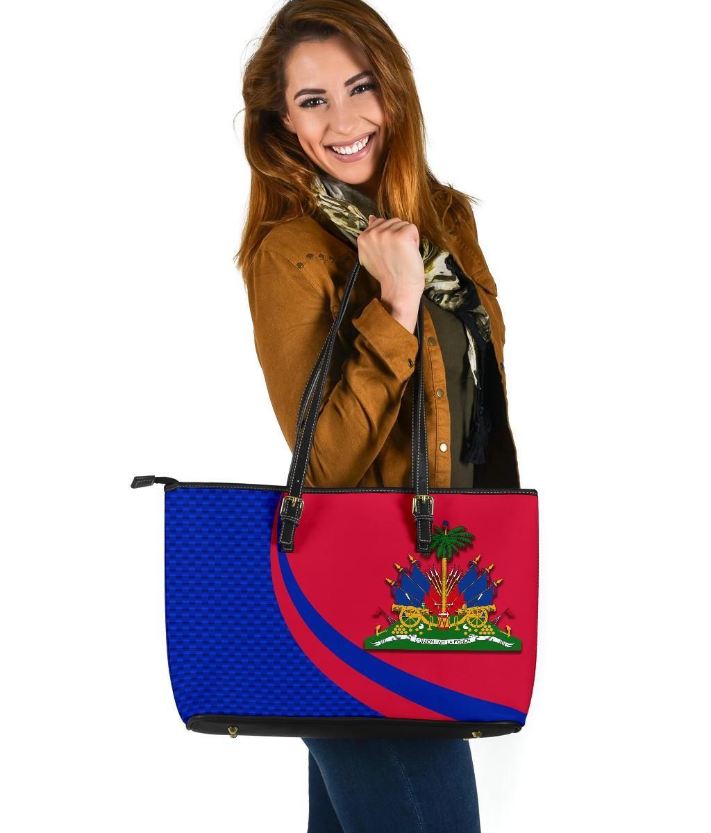 Haiti Leather Tote Bag Haiti Coat Of Arms