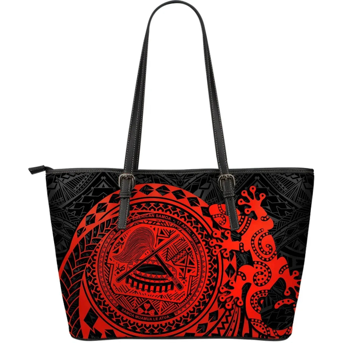 American Samoa Leather Tote Bag Polynesian Lizard