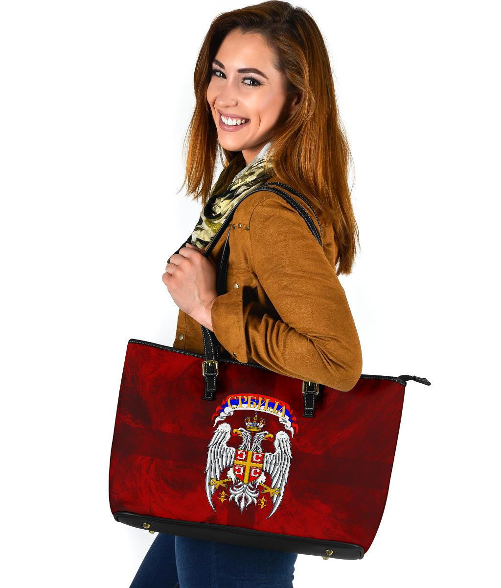 Serbia Leather Tote Bag Best Serbian Eagle Tattoo