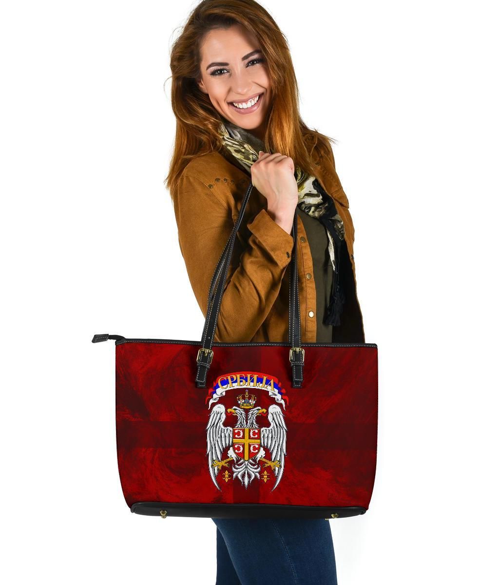 Serbia Leather Tote Bag Best Serbian Eagle Tattoo