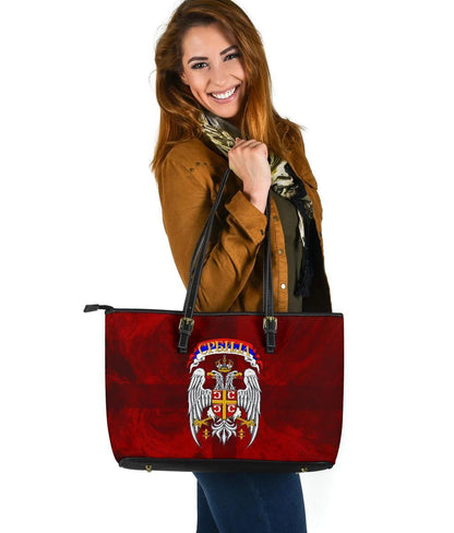 Serbia Leather Tote Bag Best Serbian Eagle Tattoo