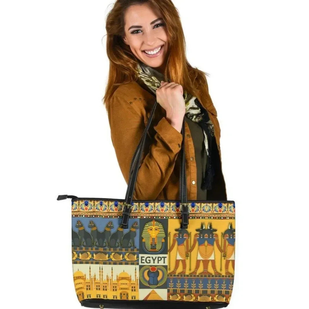 Egypt In My Dna Leather Tote Bag