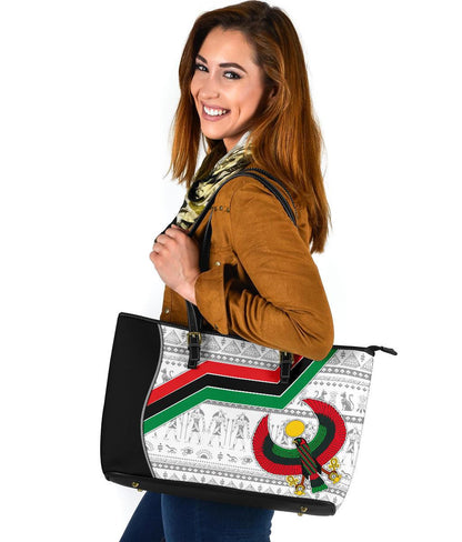 Pan Africa Leather Tote Bag Egyptian Patterns