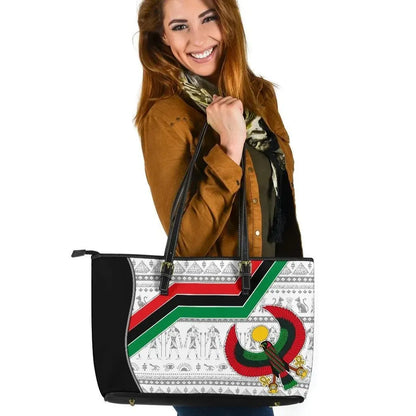 Pan Africa Leather Tote Bag Egyptian Patterns