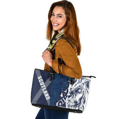 Scotland Celtic Leather Tote Bag Cross Celt Lion