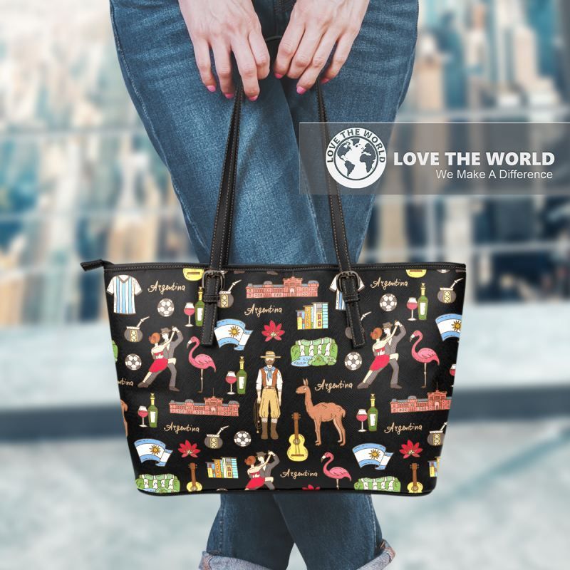 Argentina Symbols Leather Tote Bag 01