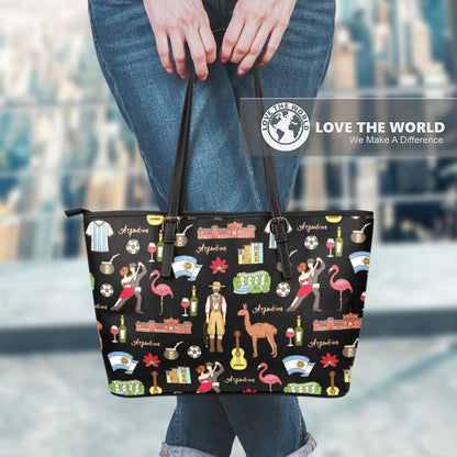 Argentina Symbols Leather Tote Bag 01