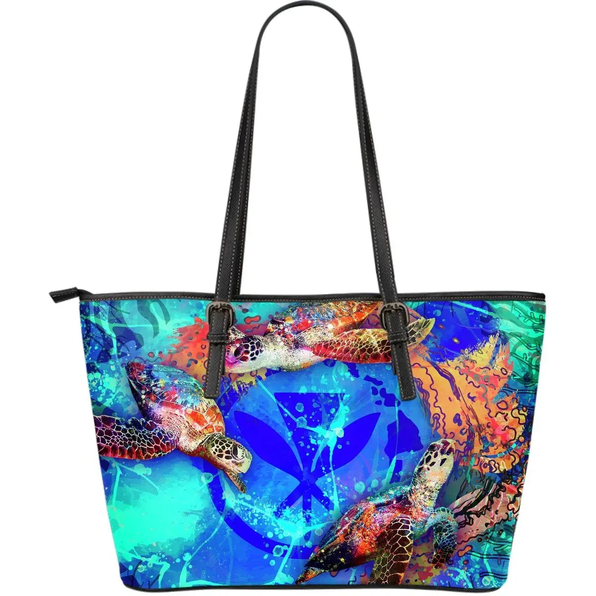 Polynesian Hawaii Leather Tote Bag Coral Treasure