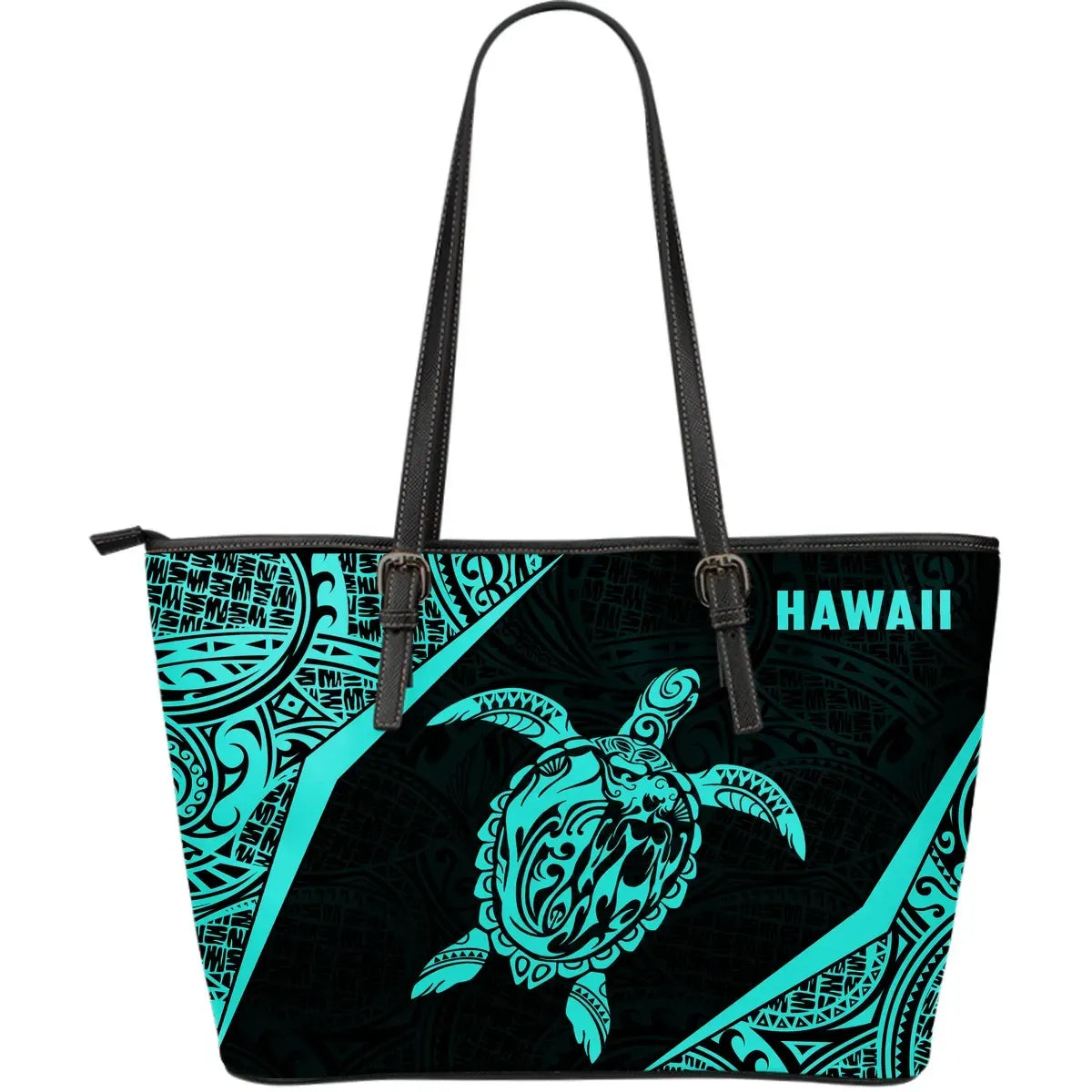 Hawaii Polynesian Leather Tote Bag Turtle 01 Th1