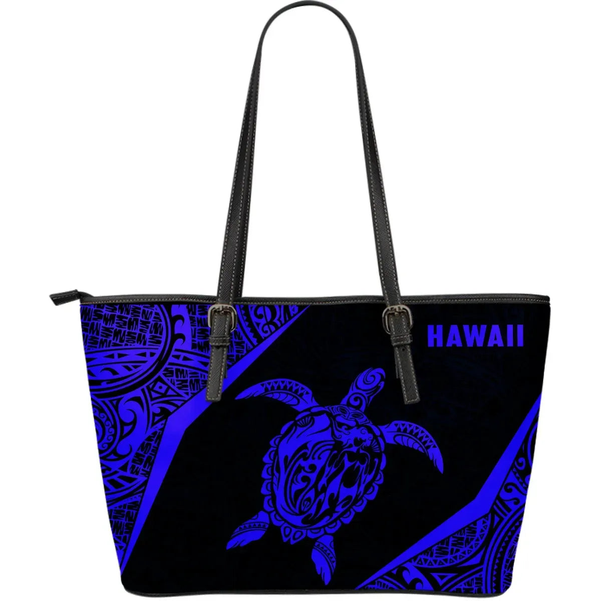 Hawaii Polynesian Leather Tote Bag Turtle Blue Th1