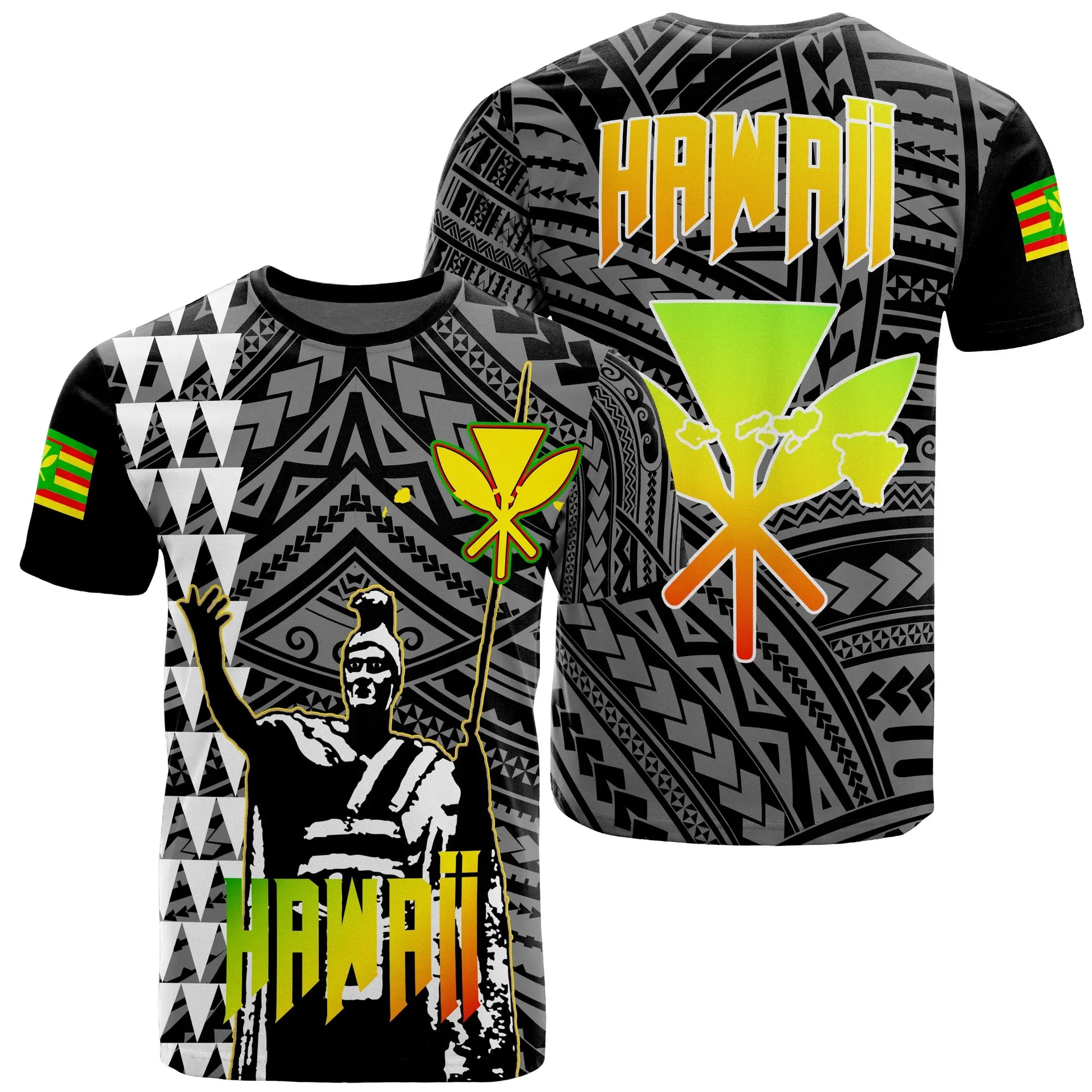 Polynesian Pride Tee - Personalized Hawaii King Kanaka Football T - Shirt - Black