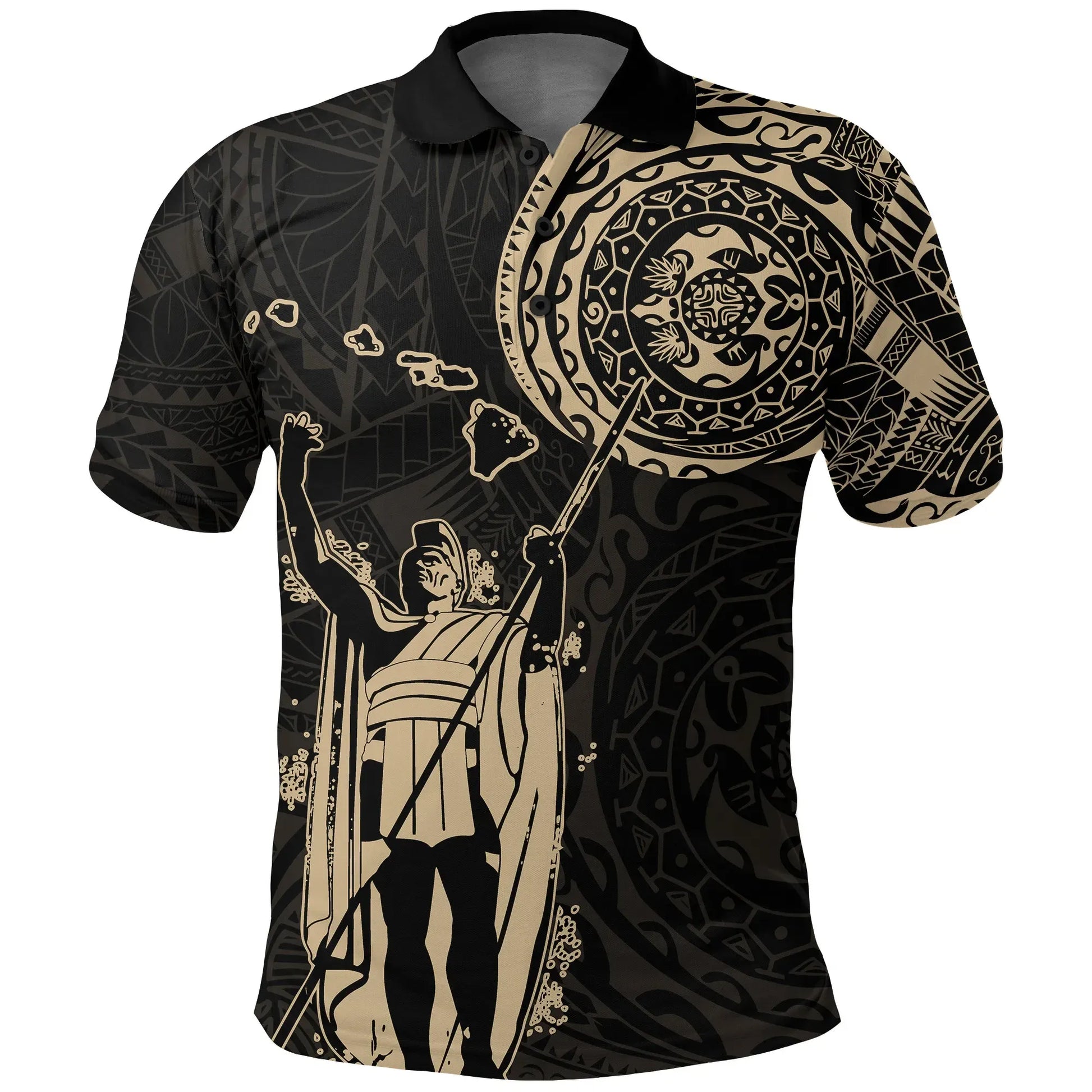 Polynesian Shirt - Polo Shirt Hawaii King Kanaka Maoli - Tattoo Style