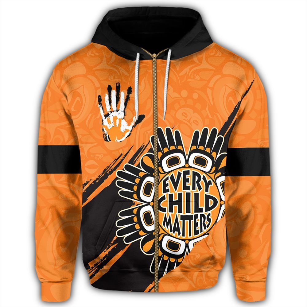 Polynesian Pride Hoodie Orange Shirt Day Hoodie Every Child Matters Handprints Zip Hoodie