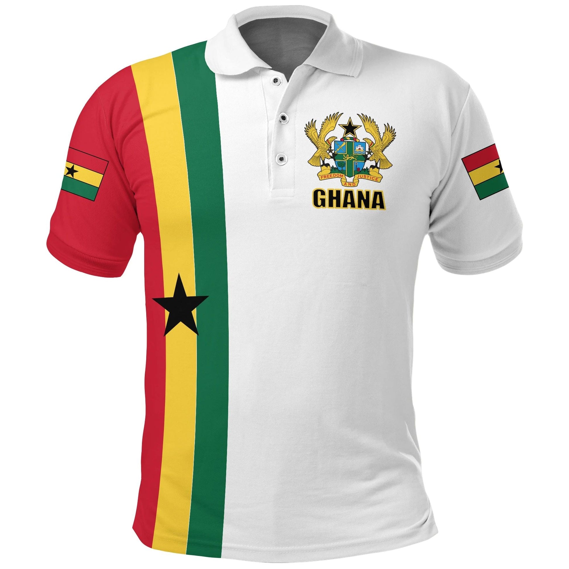 Ghana Flag Polo Shirt ver1 White