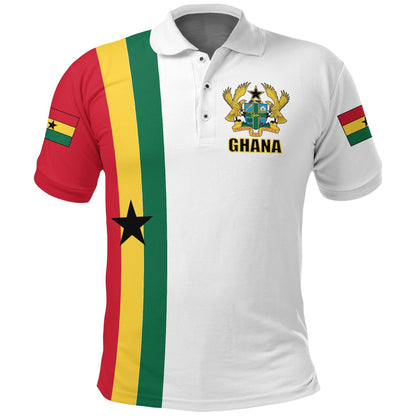 Ghana Flag Polo Shirt ver1 White