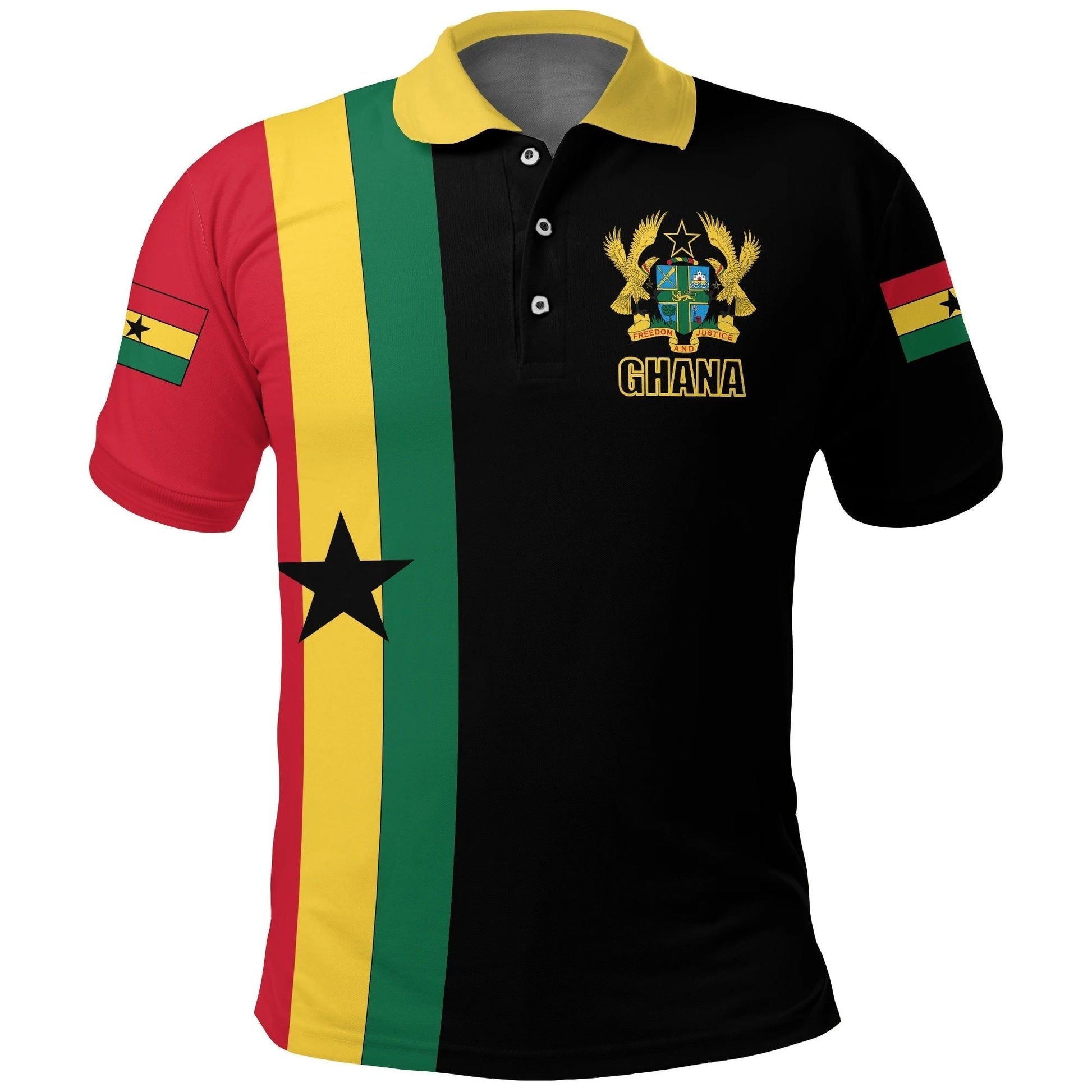 Ghana Flag Polo Shirt ver1 Black