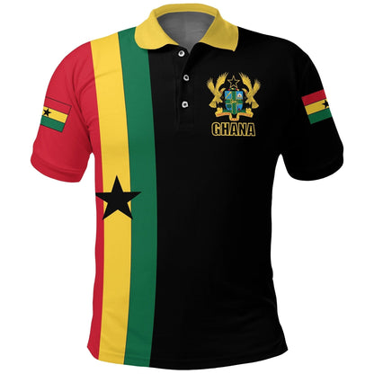 Ghana Flag Polo Shirt ver1 Black