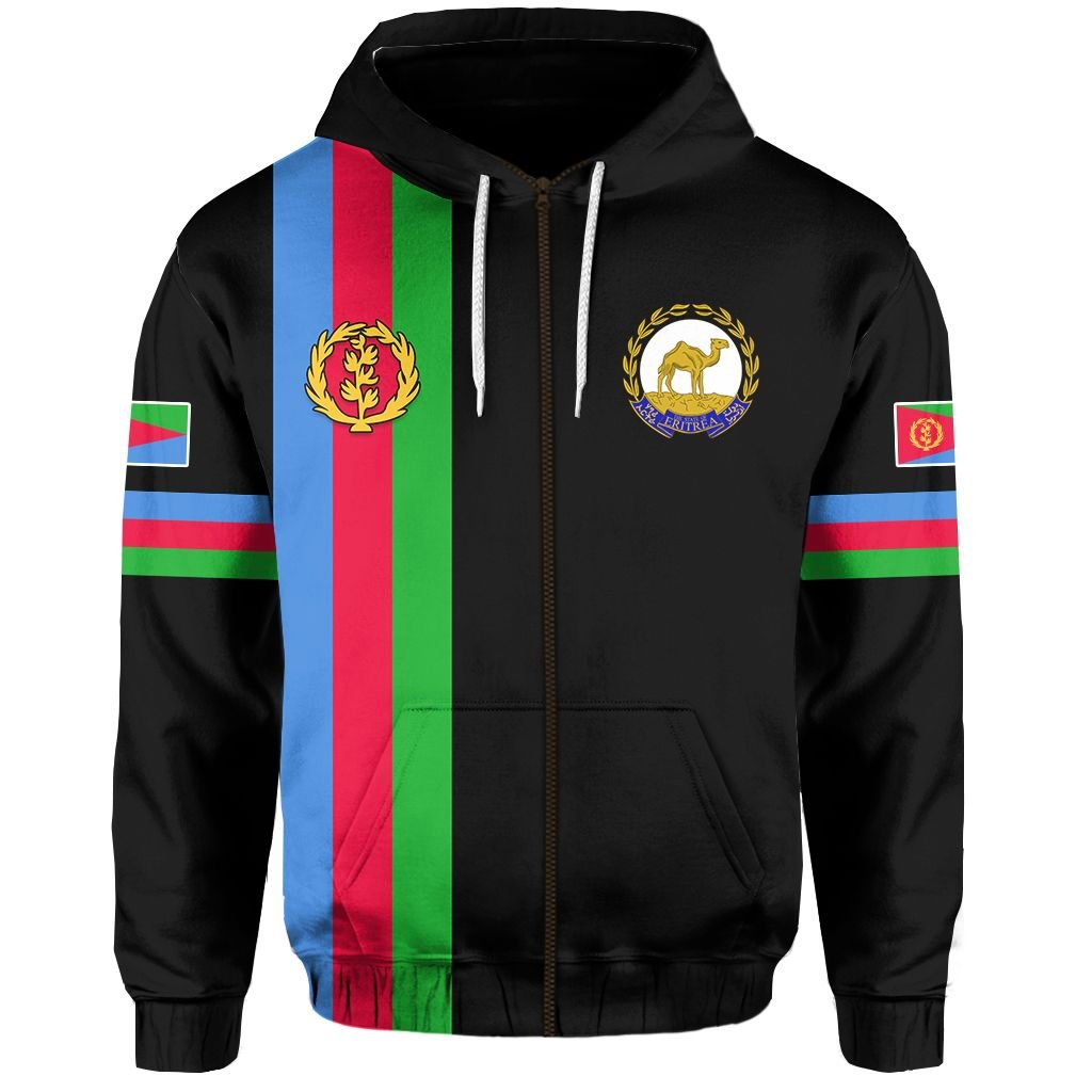 Eritrea Zip Hoodie Striped Black