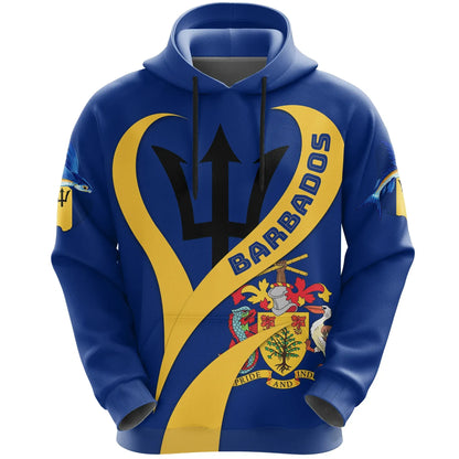 Barbados Heart Shape Hoodie Barbados Pride Unisex Printed Zip Hoodie