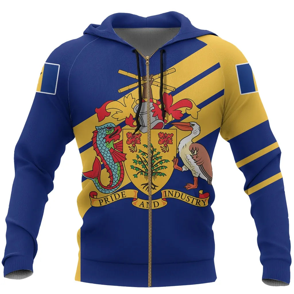 Barbados Sport Zip Up Hoodie Line Style