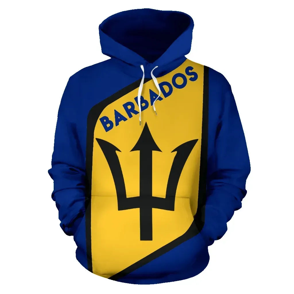 Barbados Hoodie Diamond Flag Unisex Printed Zip Hoodie