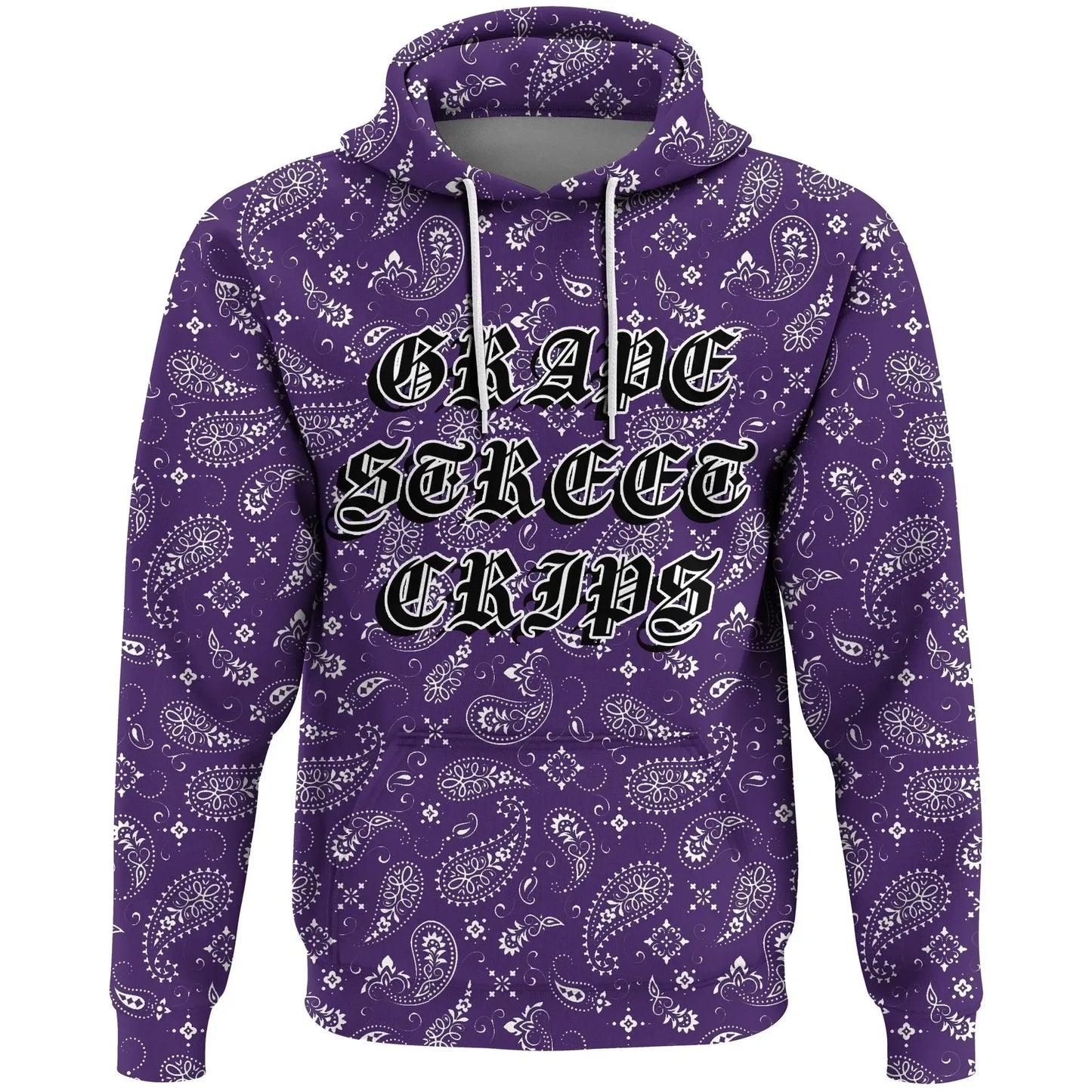 Grape Street Crips Gang Hoodie - Purple Bandana Pattern Zip Hoodie