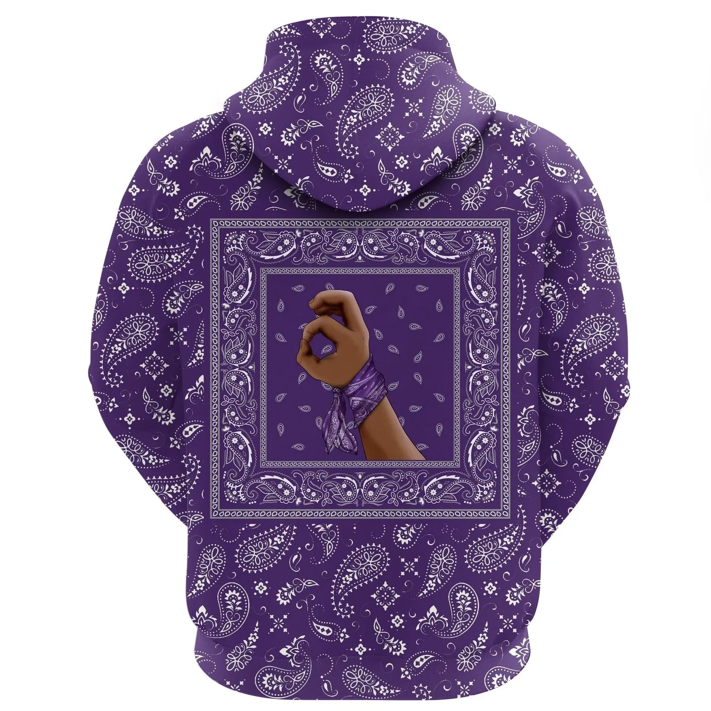 Grape Street Crips Gang Hoodie - Purple Bandana Pattern Zip Hoodie