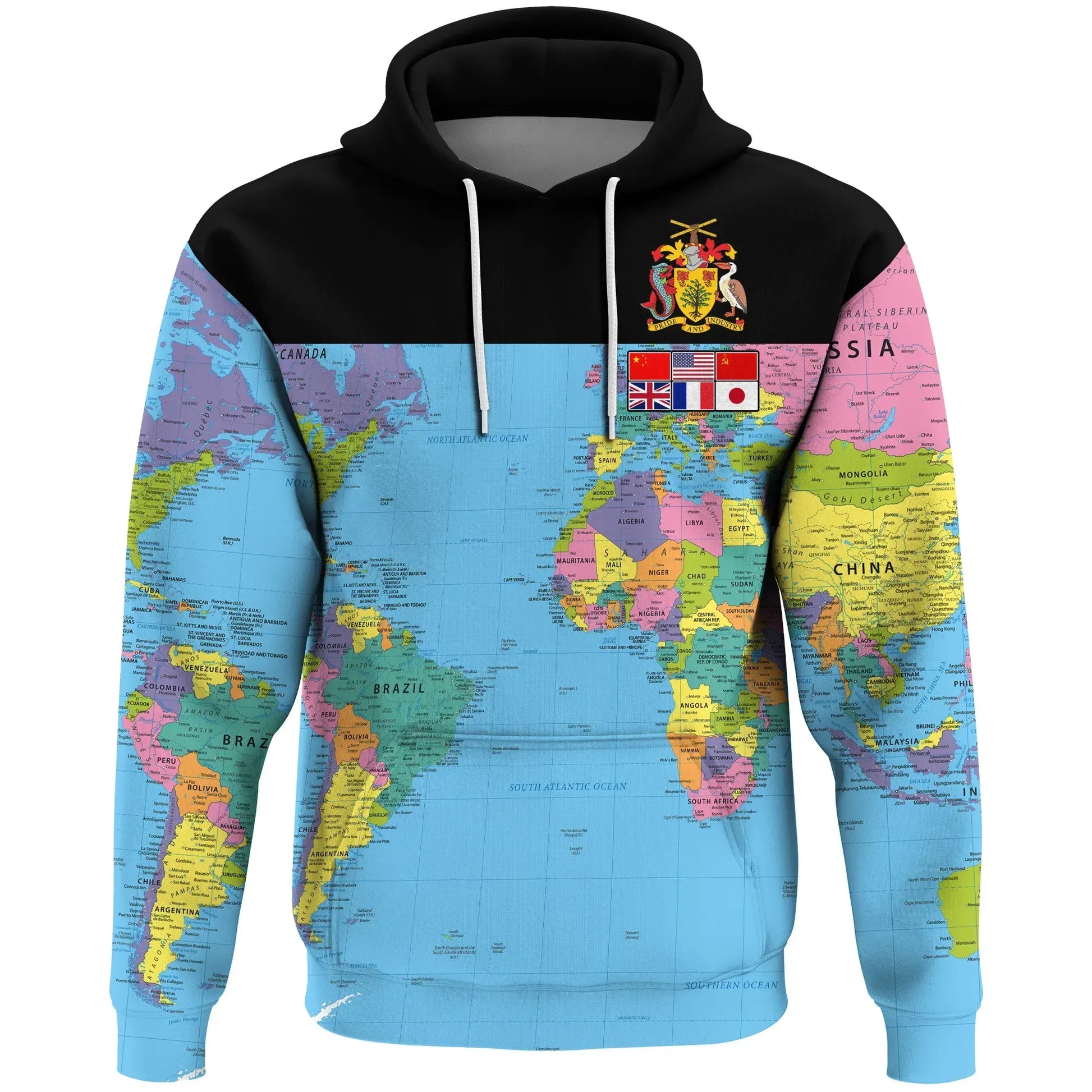 Barbados Map Hoodie Barbados Map Unisex Printed Hoodie