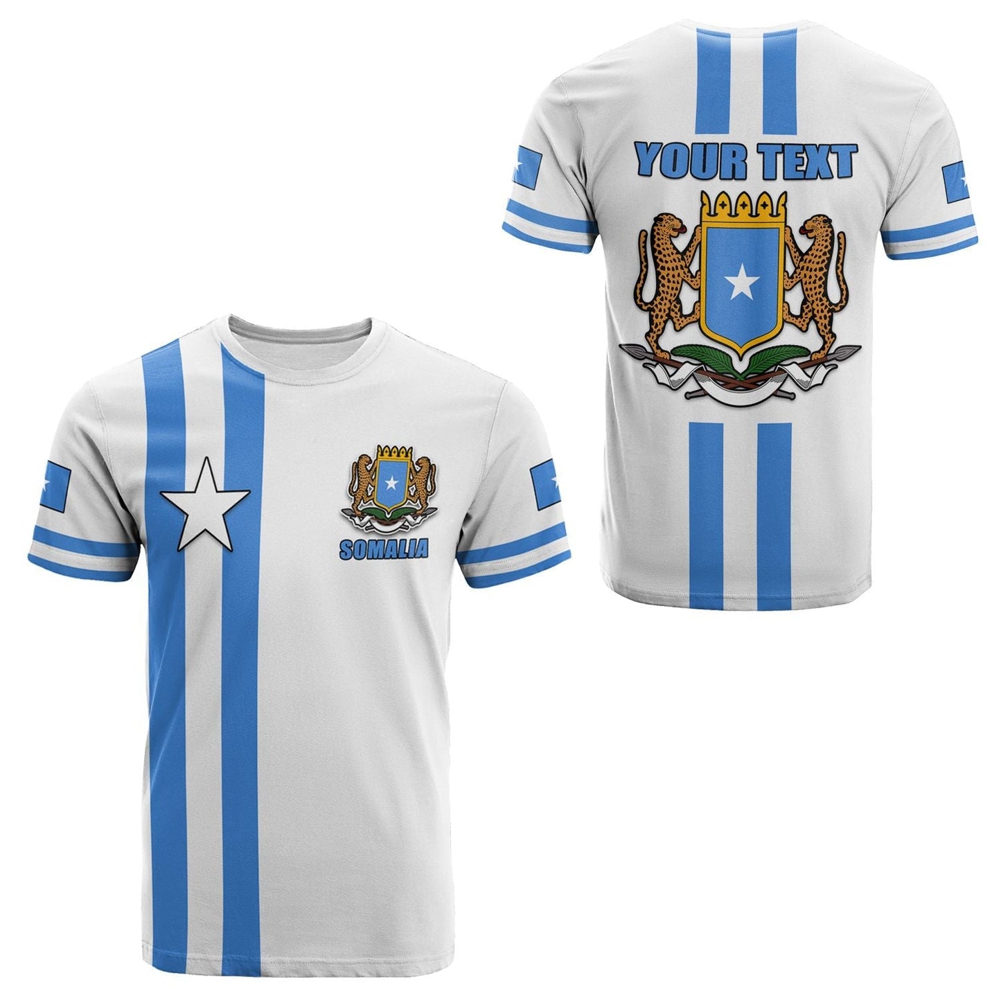 Custom Somalia T Shirt Flag White