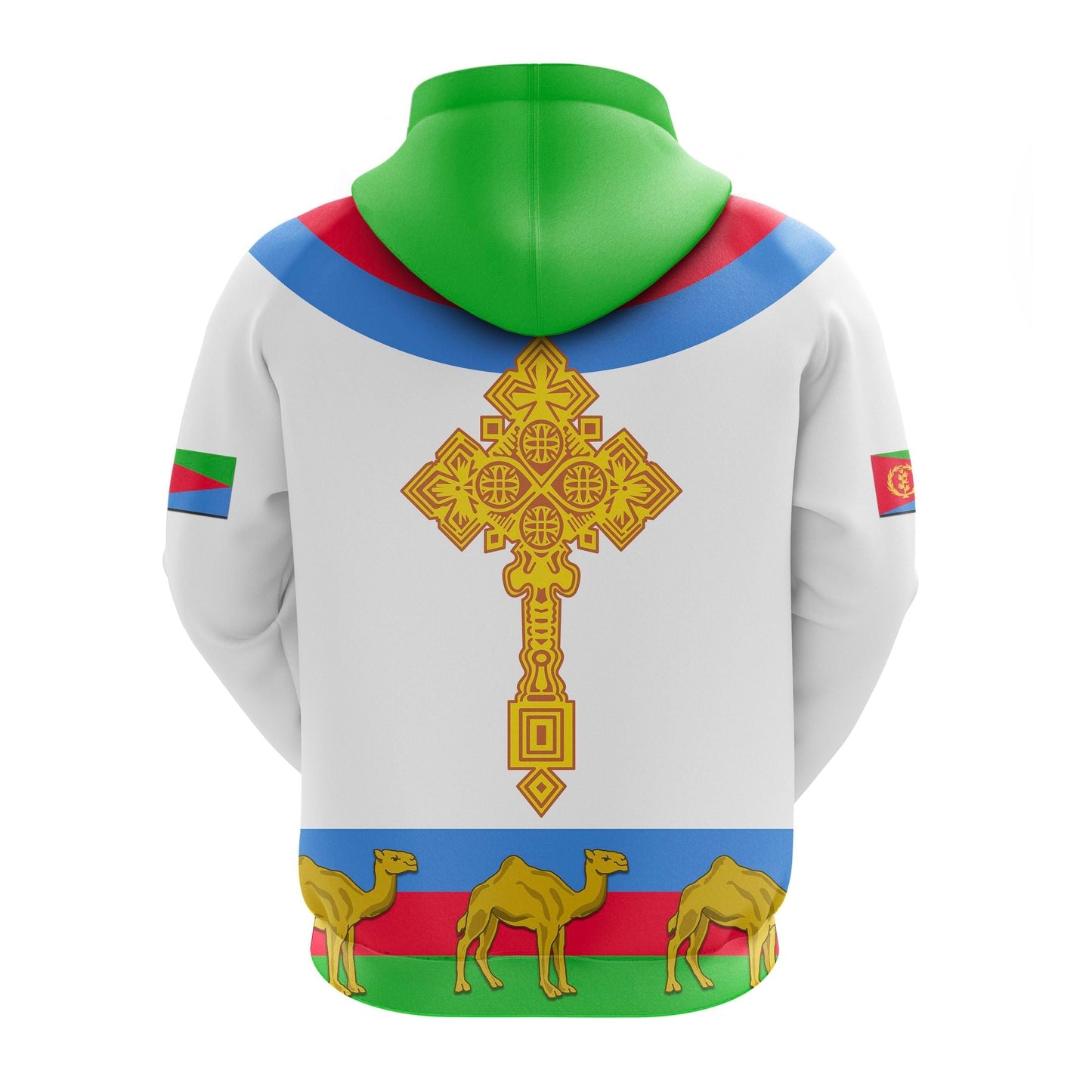 Eritrea Zip Hoodie Cross Flag Camel White