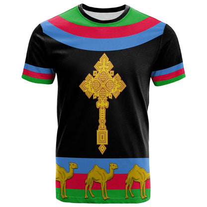 Eritrea T Shirt Cross Flag Camel Black