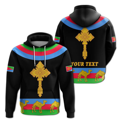 Custom Eritrea Hoodie Cross Flag Camel Black