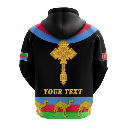 Custom Eritrea Hoodie Cross Flag Camel Black