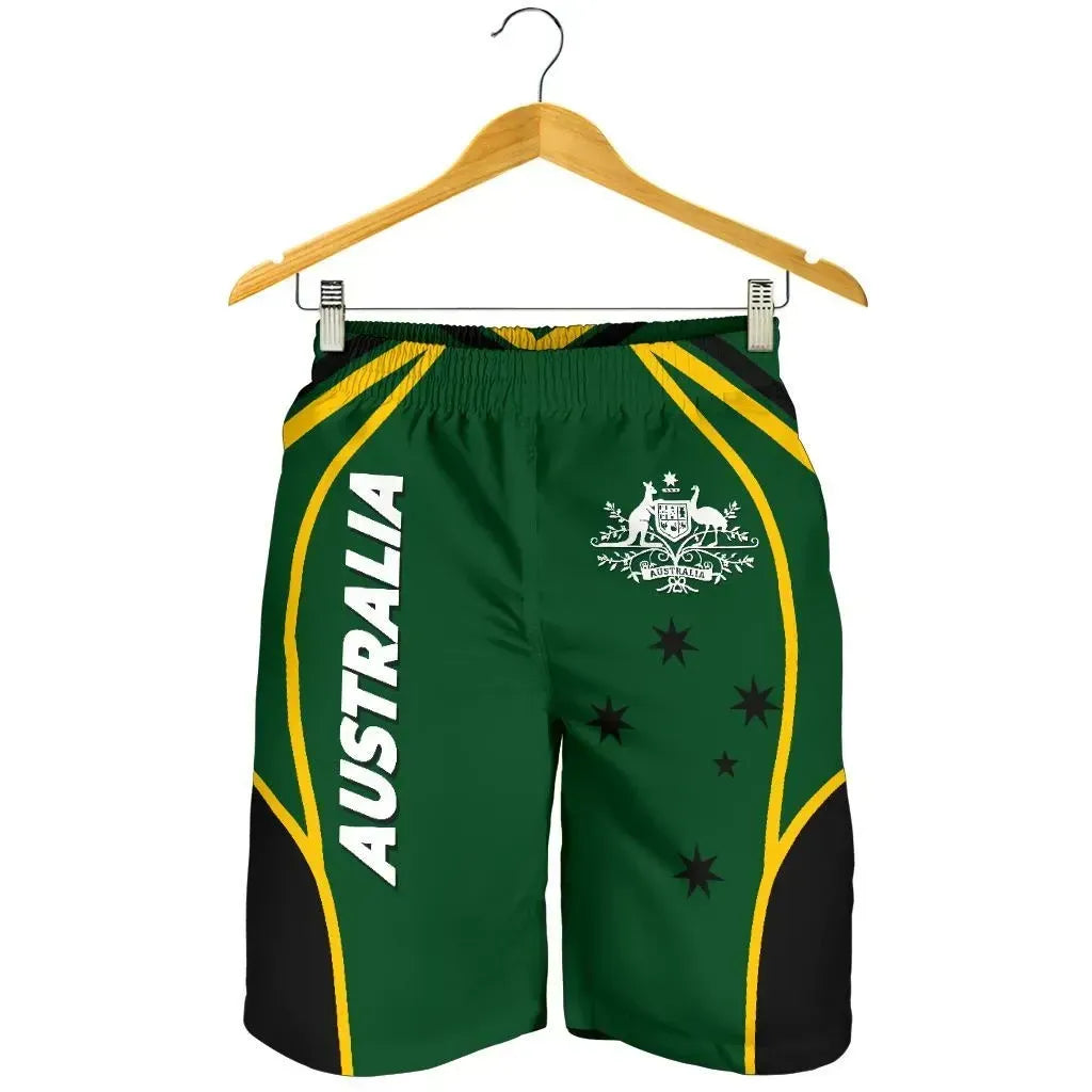 Australia Men's Shorts Australian Coat Of Arms Green Shorts