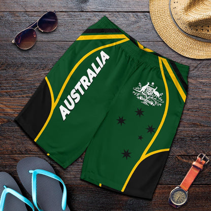 Australia Men's Shorts Australian Coat Of Arms Green Shorts