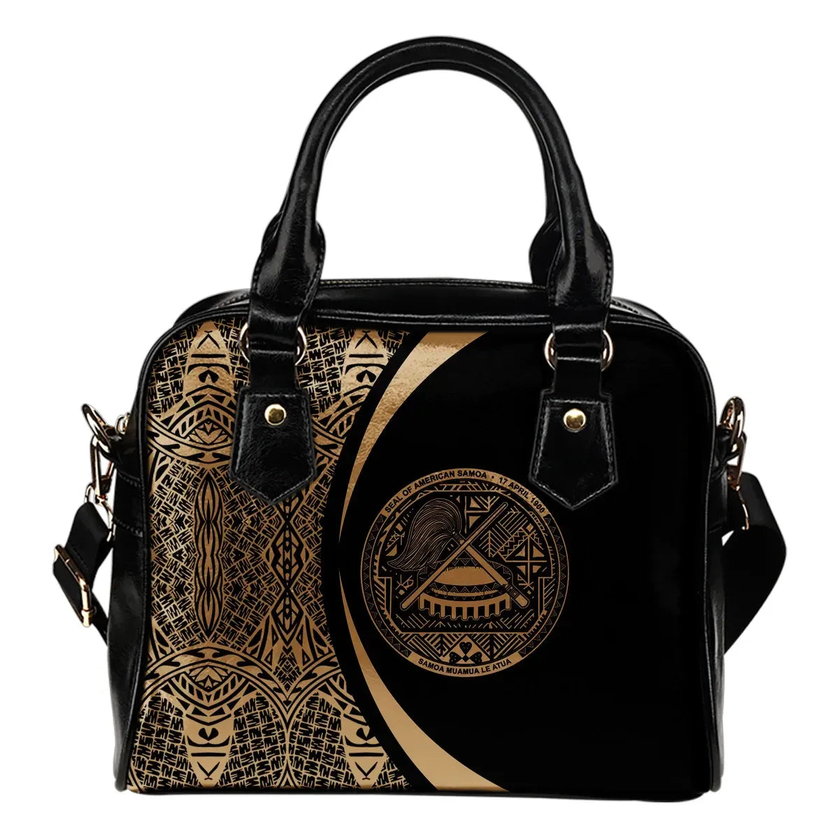 American Samoa Coat Of Arms Polynesian Shoulder Handbag Circle Style 02