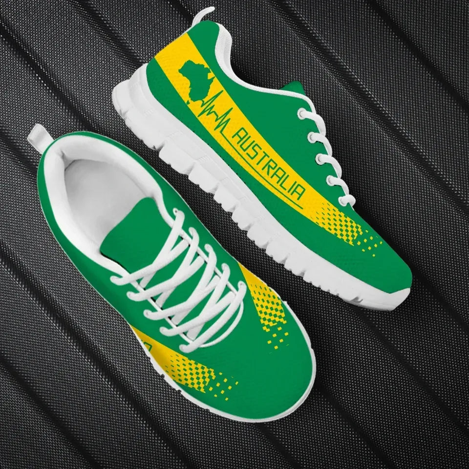 Australia Heartbeat Sneakers Map Green Color