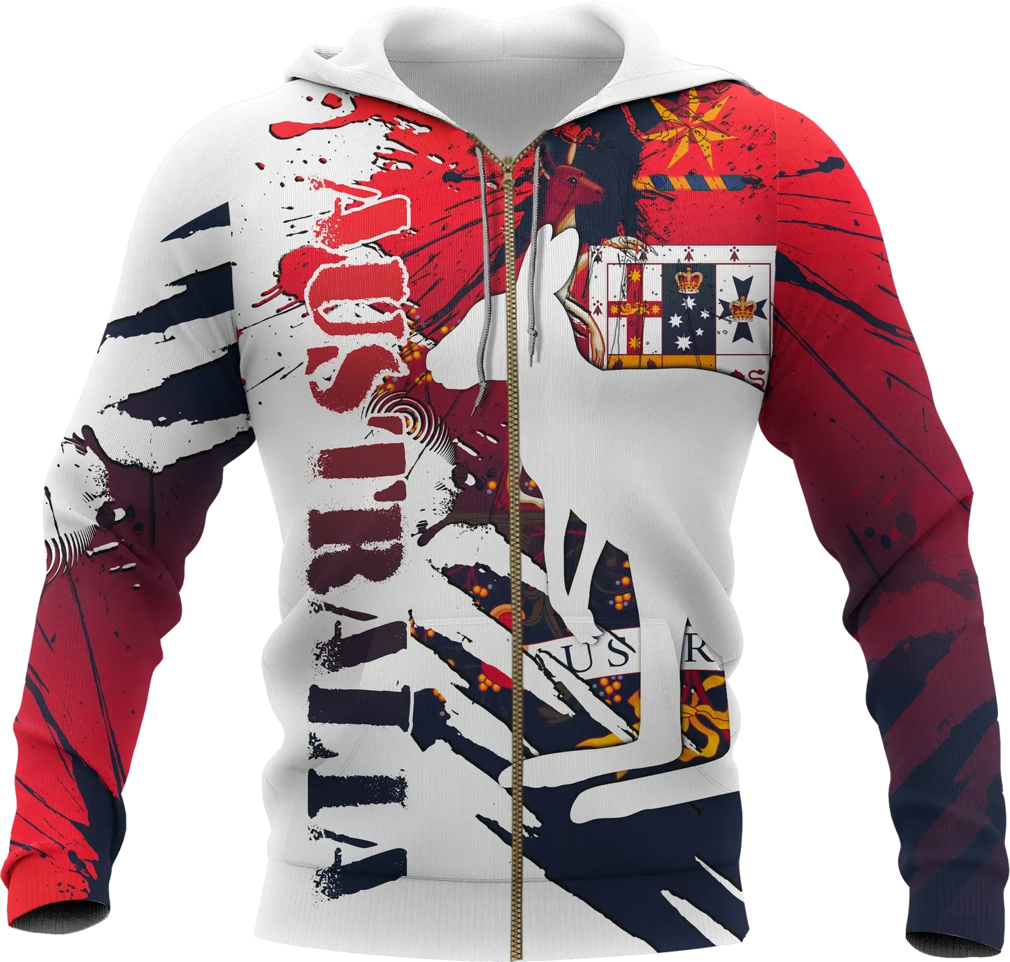 Australia Zip Up Hoodie Australian Coat Of Arms Hoodie Great Aussie Unisex